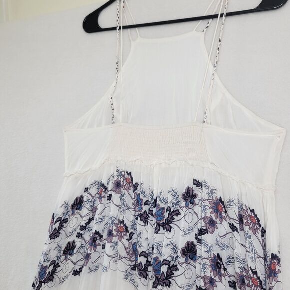 Free People Babydoll Maxi Dress SIZE S Cream Combo Floral Slip Maxi Dress Sheer - Picture 14 of 16
